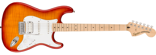 Squier Affinity Seriesª Stratocaster¨ FMT HSS, Maple Fingerboard, White Pickguard, Sienna Sunburst (bad)