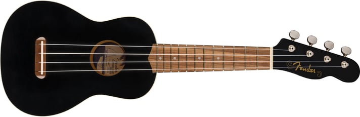 Fender Venice Soprano Uke, Walnut Fingerboard, Black