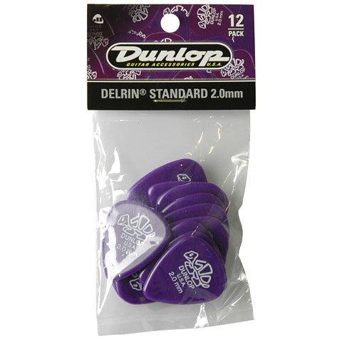 Dunlop Delrin Standard 2.0mm Guitar Picks Purple 12-Pack