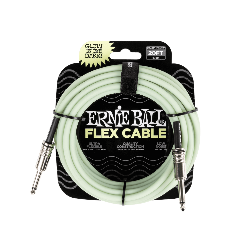 Ernie Ball Flex Instrument Cable Straight/Straight 20ft - Glow in the Dark