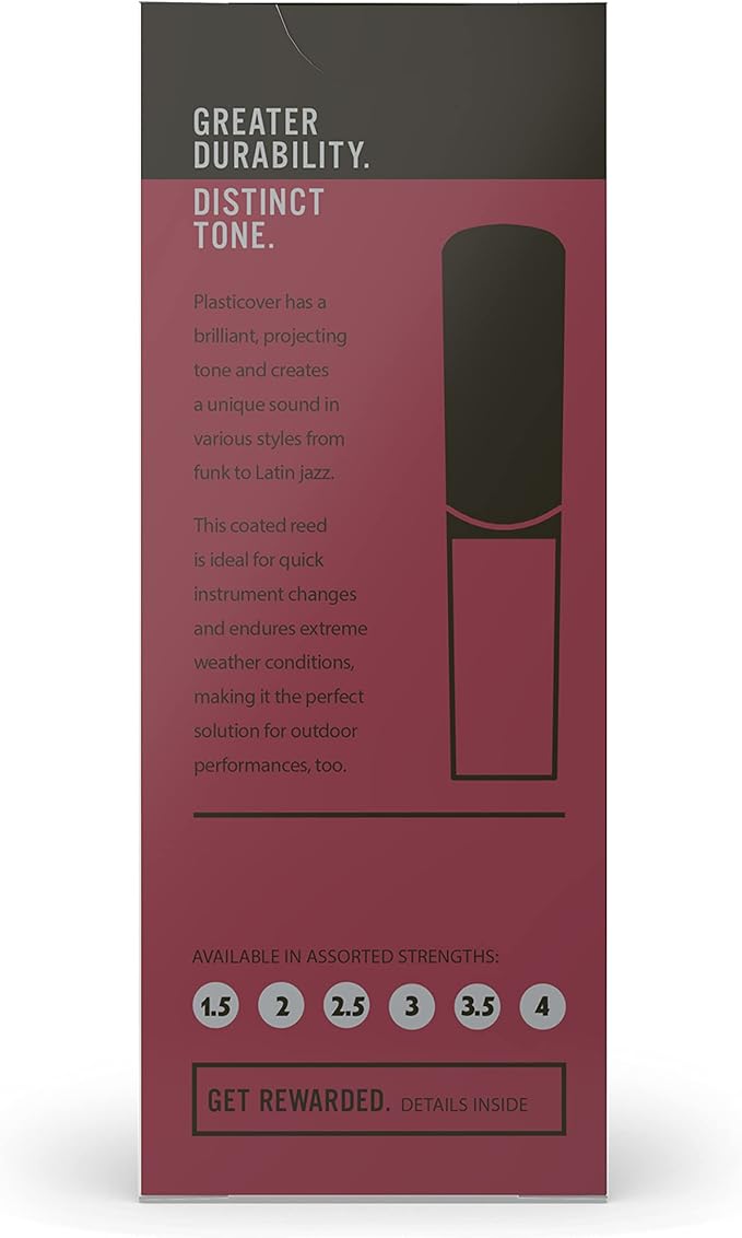 Rico Plasticover Tenor Saxophone Reeds - Tenor Sax Reeds, Strength 2.5, 5-pack