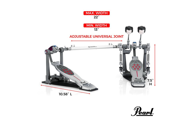 Pearl Eliminator Redline Chain Drive Double Pedal w/ Case