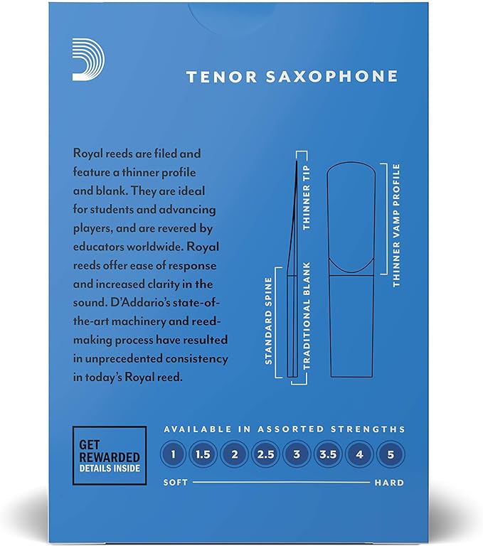 D'Addario Rico Royal Tenor Saxophone 1.5 Reeds 10-Pack