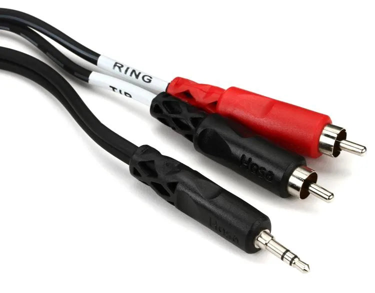 Hosa CMR-210 Stereo Breakout Cable - 3.5mm TRS Male to Left and Right RCA Male - 10 foot