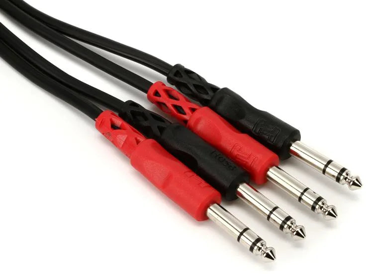 Hosa CSS-202 Stereo Interconnect Dual 1/4-inch TRS Male to Dual 1/4-inch TRS Male Cable - 6.6 foot