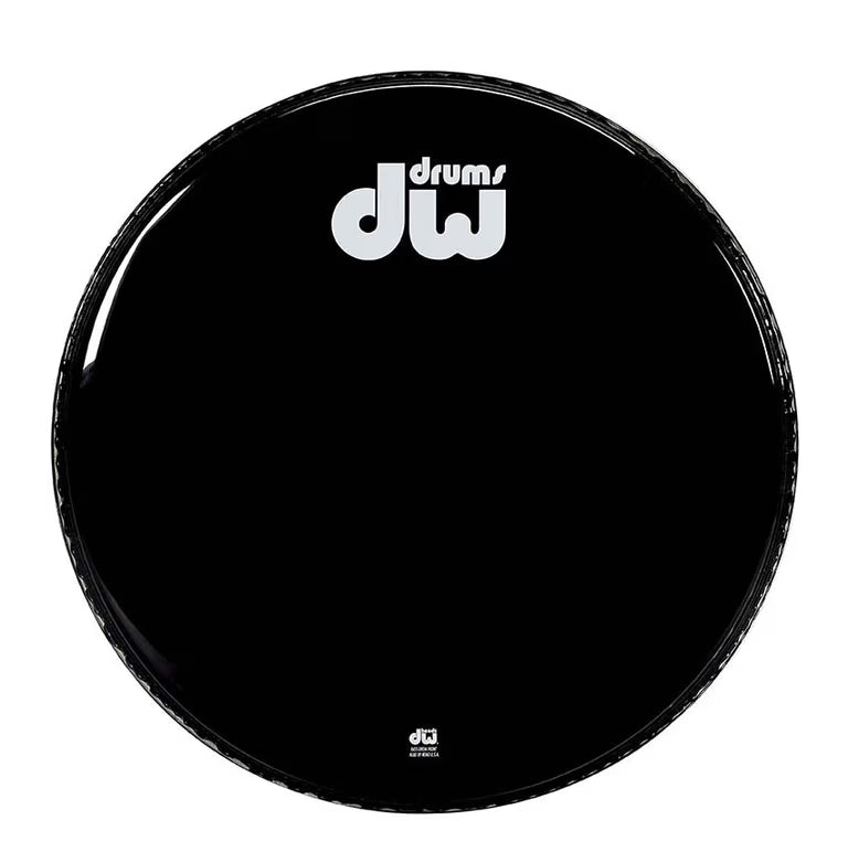 DW Gloss Black Bass Drum Head (No Vents) - 22"