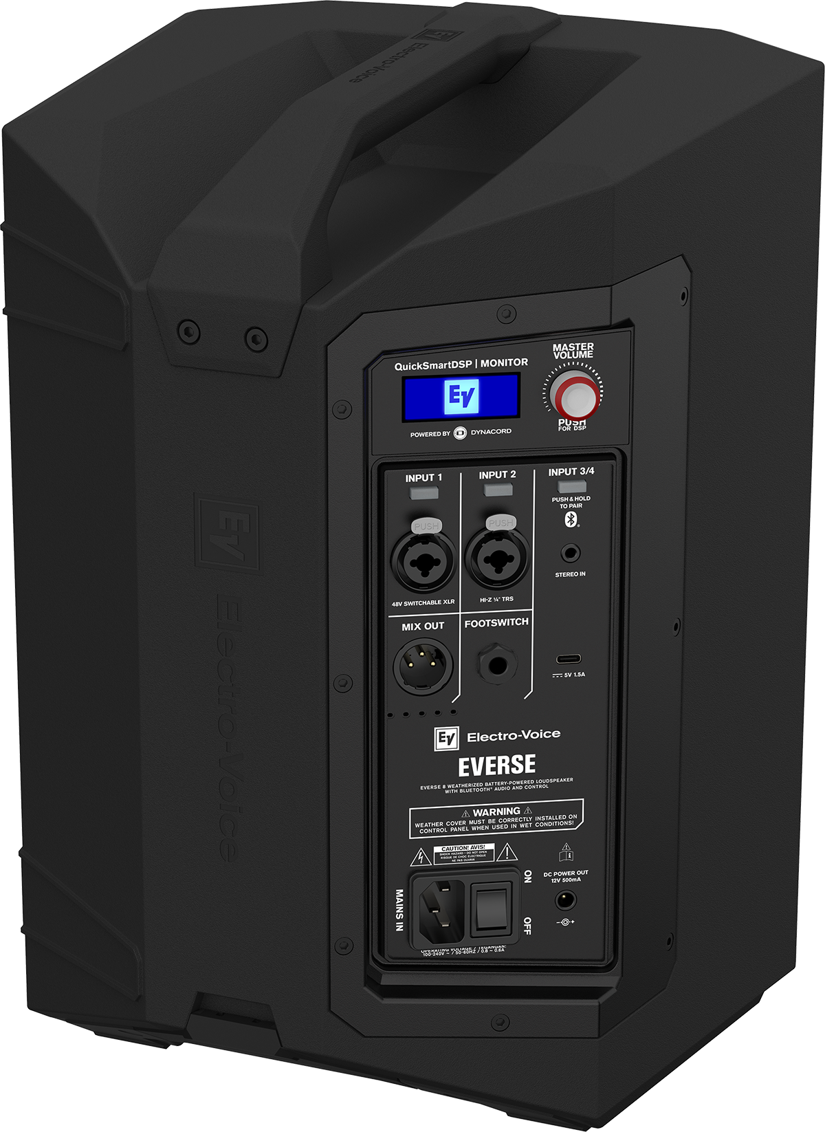 Electro-Voice EVERSE 8 Weatherized Battery-Powered Loudspeaker With Bluetooth, Black