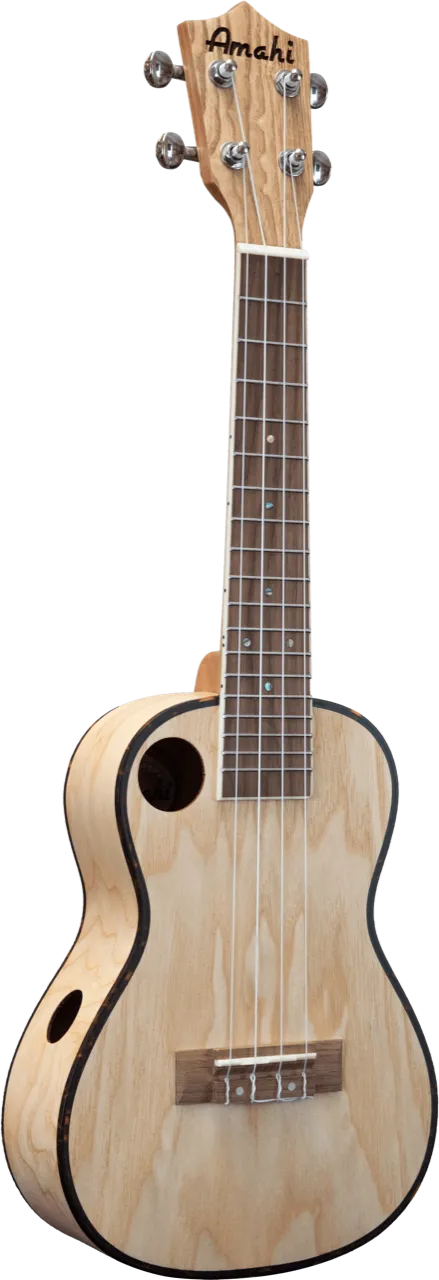 F880C Amahi Classic Quilted Ash Concert with Offset & Side Soundhole