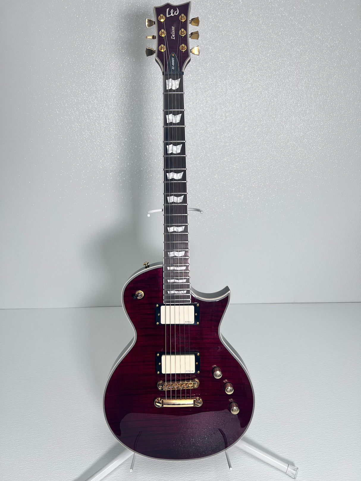 Used ESP LTD EC-1000T Deluxe - See through Black Cherry w/case & EMG Pick ups
