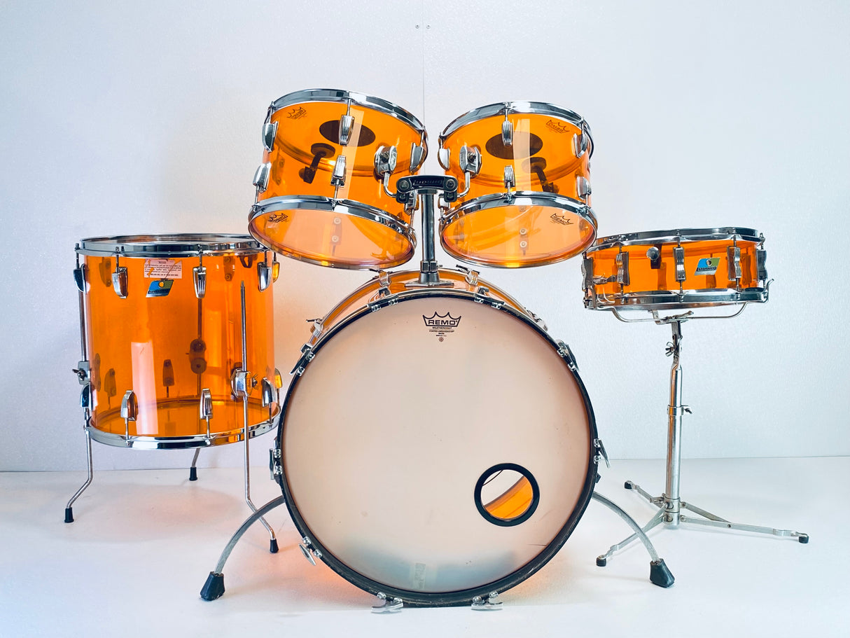 Used Ludwig 5 pc 1970's Vistalite Orange Amber