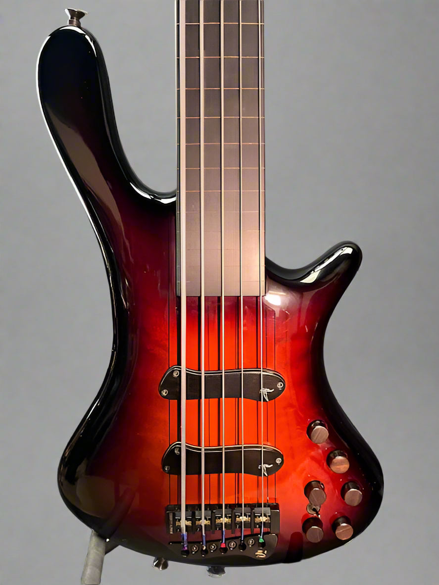 Used Jerzy Drozd Custom 5 String Fretless Bass - Red Burst (AVAIL 05.14.25)