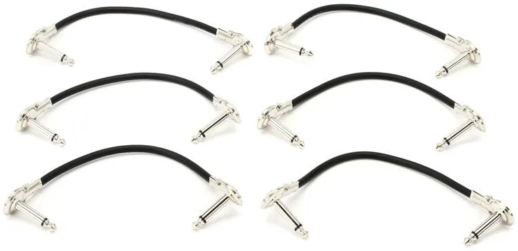 Hosa IRG-600.5 Low-profile Right Angle to Right Angle Guitar Patch Cable - 6 inch (6-pack)