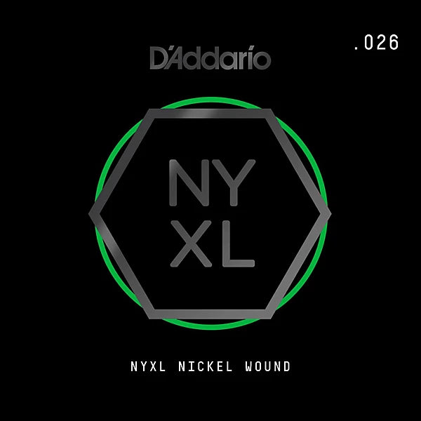 D'Addario NYXL Nickel Wound Electric Guitar Single String, .026