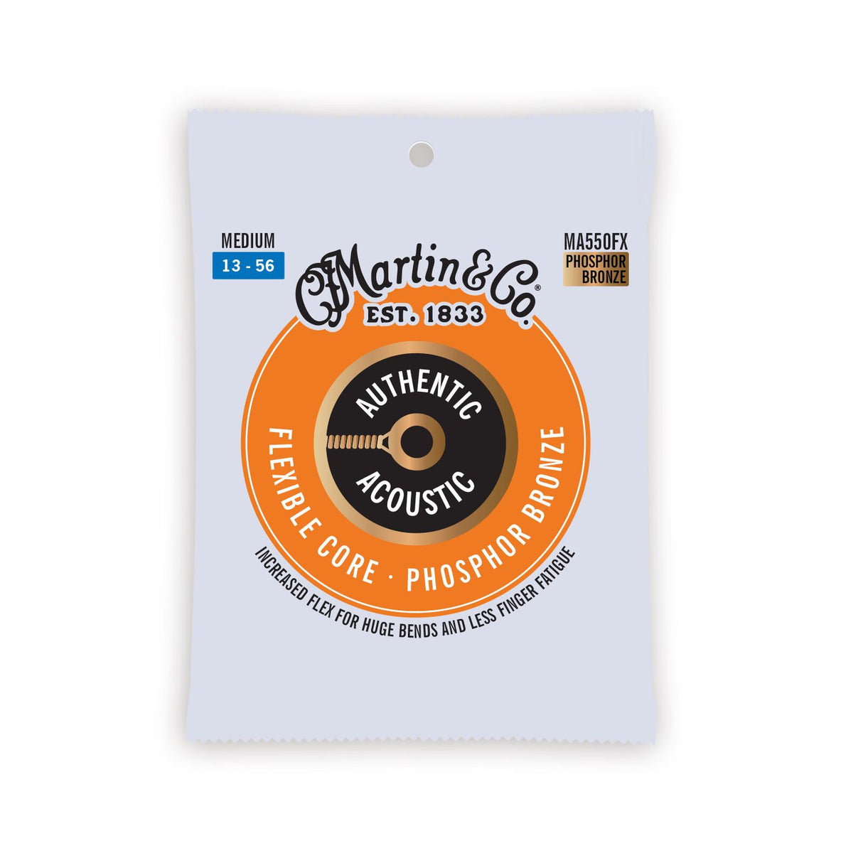Martin Authentic Acoustic Flexible Core Guitar Strings Phosphor Bronze .013 - .056 Medium