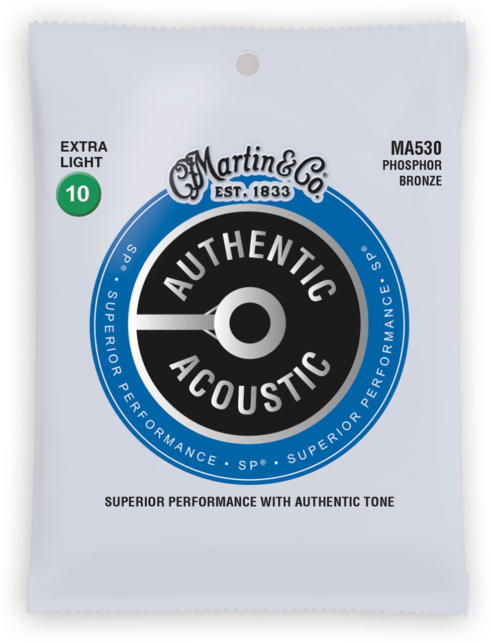 Martin MA530 Authentic Acoustic SP® Guitar Strings Phosphor Bronze - .010 - .047 Extra Light