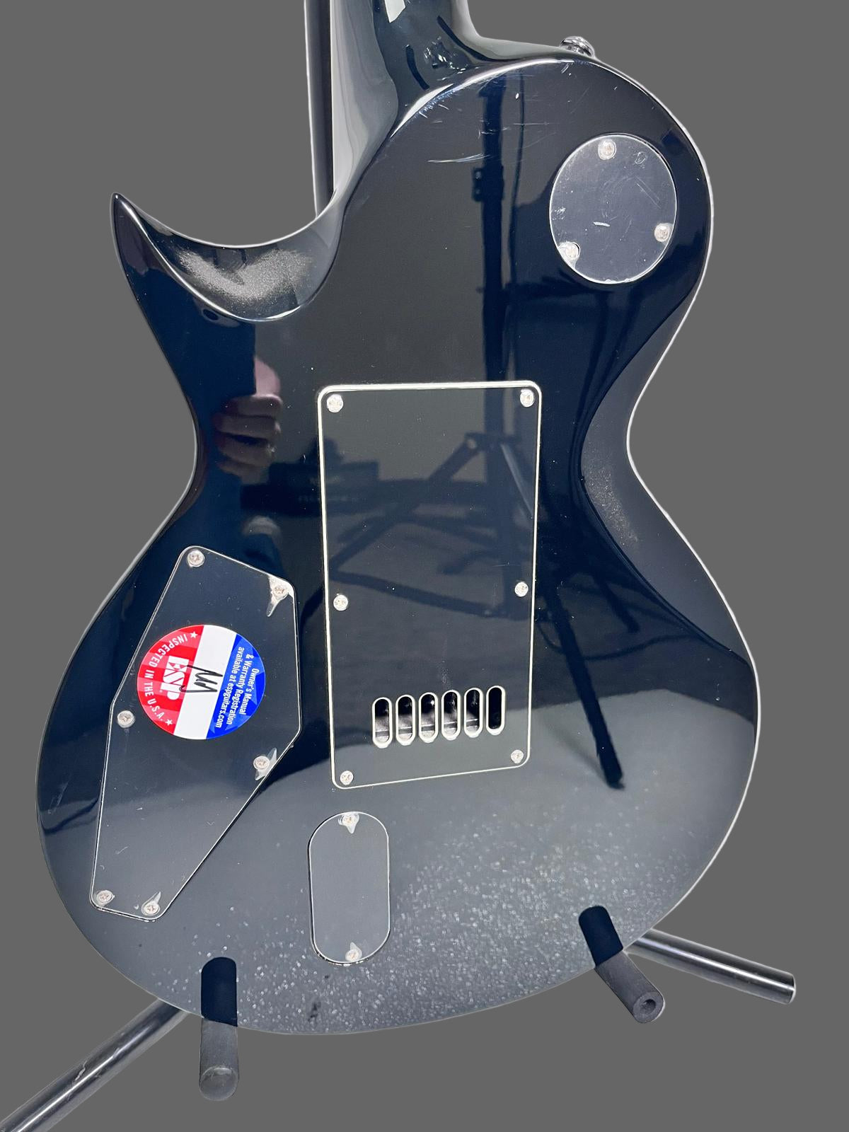 Used ESP LTD Deluxe w/evertune Bridge Black w Pearl Binding