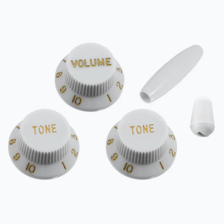 Allparts Complete White Knob Set for Stratocaster - PK-0178-025