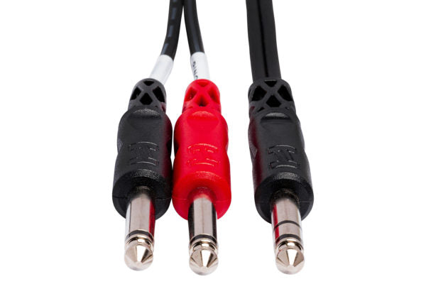 Hosa STP-201RR Insert Cable, Right-angle 1/4 in TRS to Dual Right-angle 1/4 in TS, 1 m