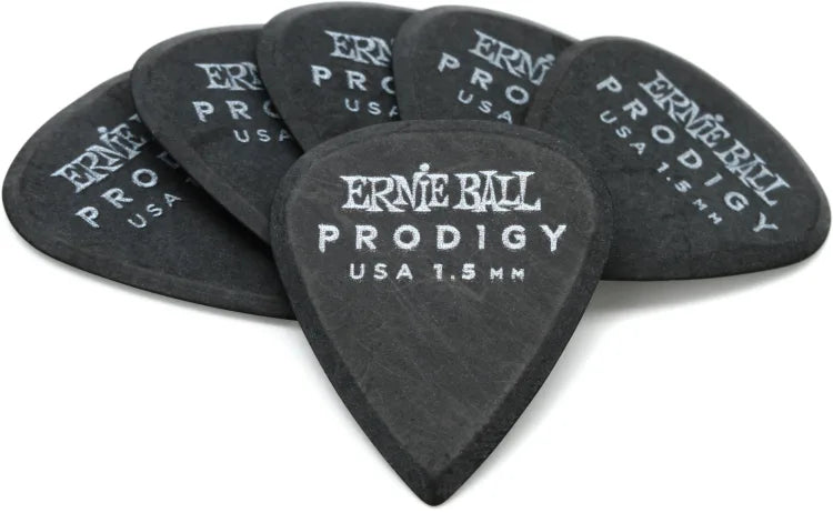Ernie Ball Prodigy Guitar Picks - Standard 1.5mm Black - 6 Pack