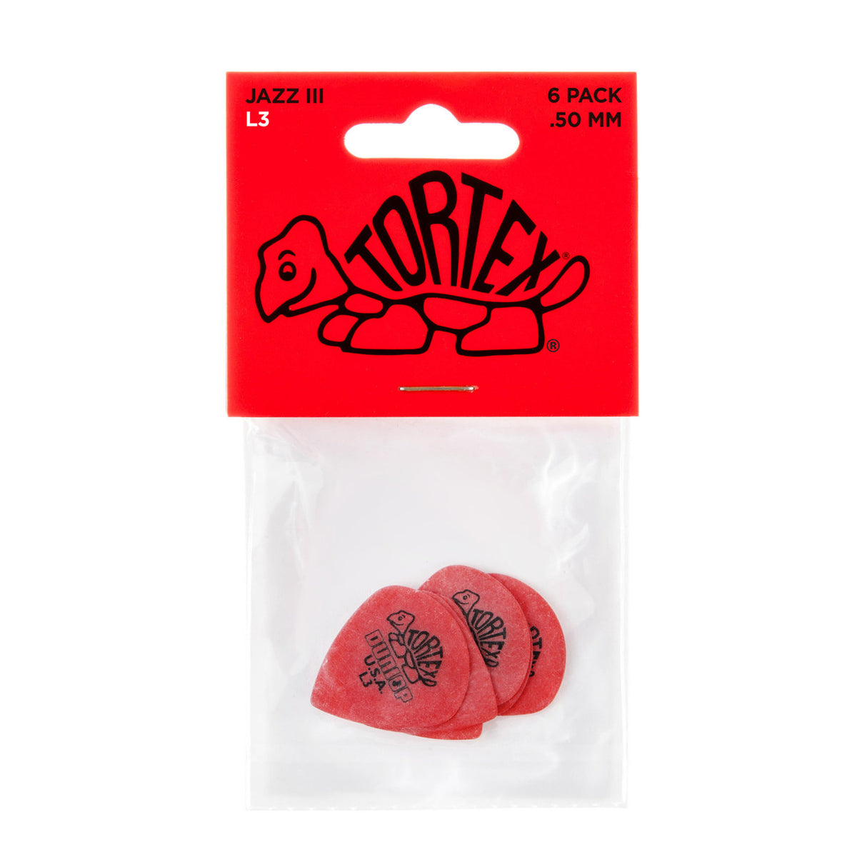 Dunlop Tortex Jazz III Pick - Light - 6 Pack