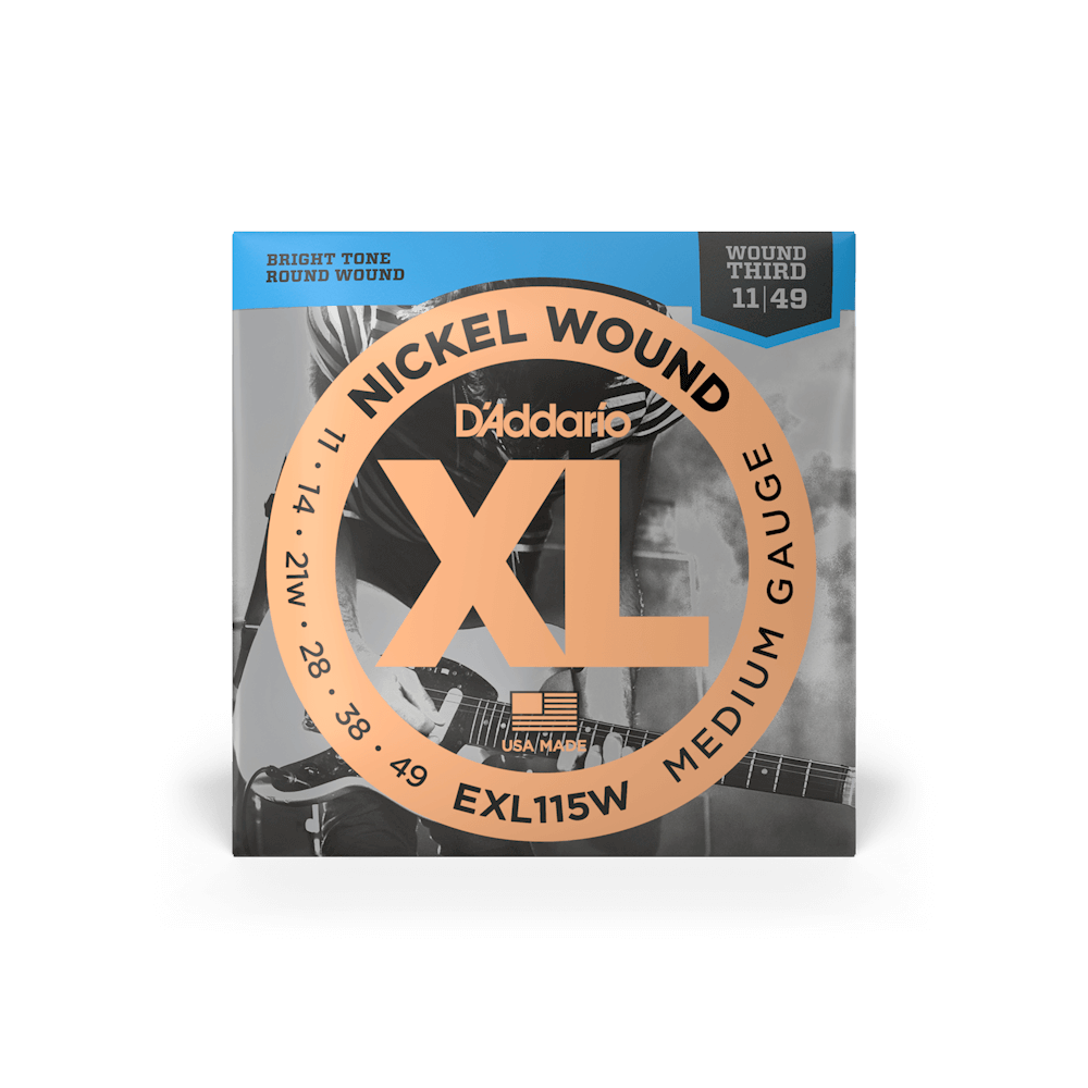 D'Addario EXL115W Nickel Wound Electric Strings - Regular Light Wound 3rd 11-49