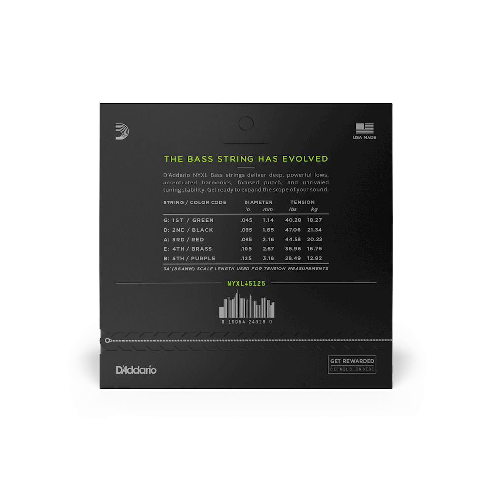 D'Addario NYXL45125 Long Scale 5-String Bass Strings