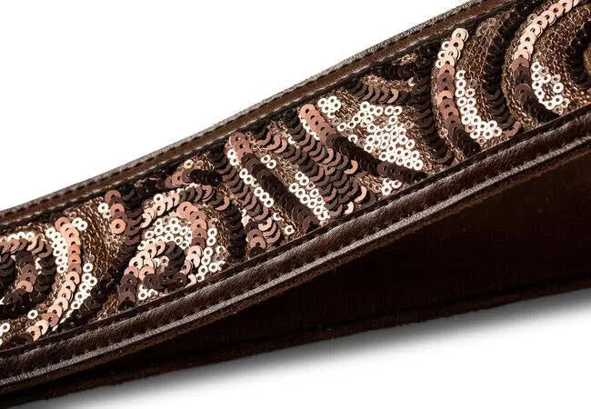 Taylor 2.25" Vegan Leather Guitar Strap Chocolate Brown Sequins
