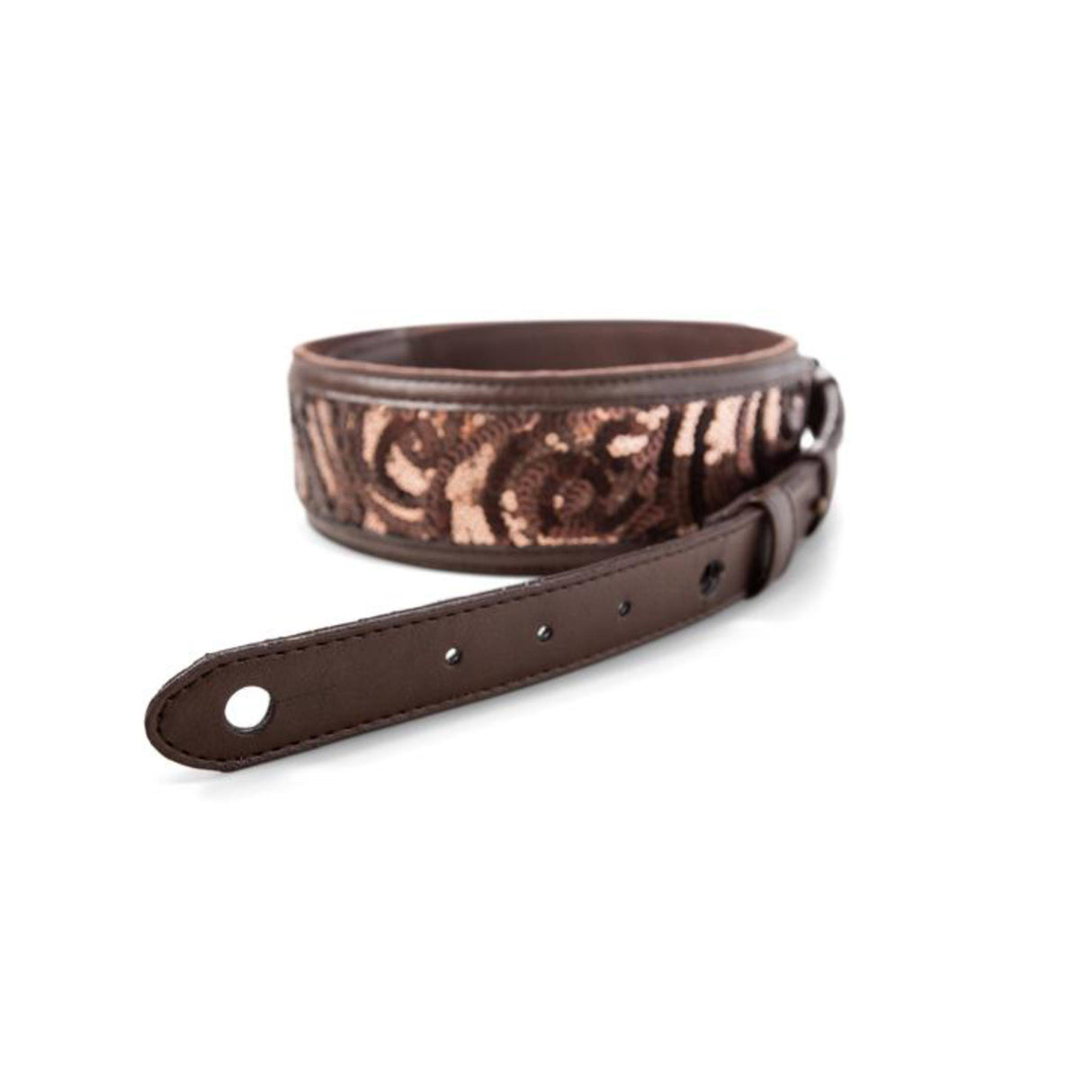 Taylor 2.25" Vegan Leather Guitar Strap Chocolate Brown Sequins