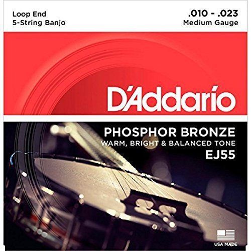 D'Addario EJ55 5-String Banjo Strings, Phosphor Bronze, Medium, 10-23