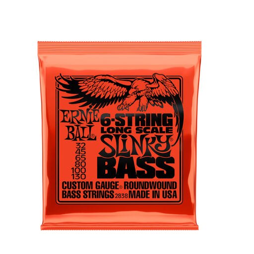 Ernie Ball Slinky Nickel Wound Long Scale 6-String Electric Bass Strings 32-130 Gauge