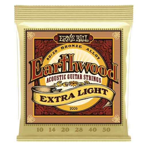Ernie Ball Extra Light Earthwood 80/20 Bronze Acoustic Guitar Strings 10-50 Gauge