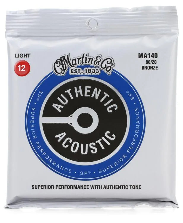 Martin MA140 Authentic 80/20 Bronze Acoustic Guitar Strings - .012-.054 Light