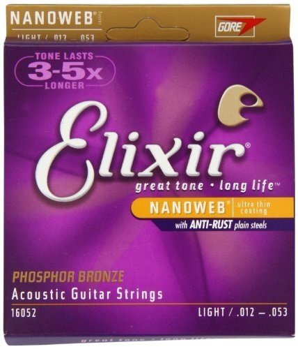Elixir 16052 Acoustic Phosphor Bronze with Nanoweb Coating Light 12-53