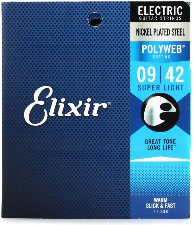 Elixir Strings 12000 Polyweb Electric Guitar Strings - .009-.042 Super Light