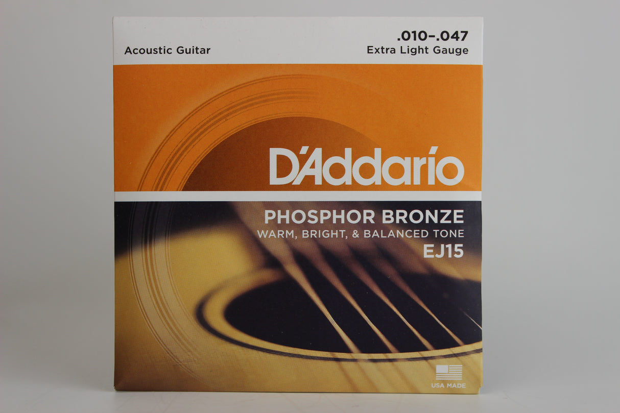 D'Addario EJ15 10-47 Extra Light, Phosphor Bronze Acoustic Guitar Strings