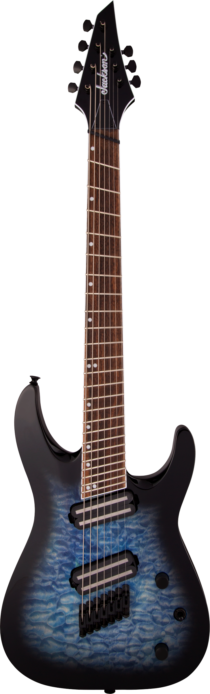 Jackson X Series Soloist Arch Top SLATX7Q MS, Laurel Fingerboard, Multi-Scale, Transparent Blue Burst