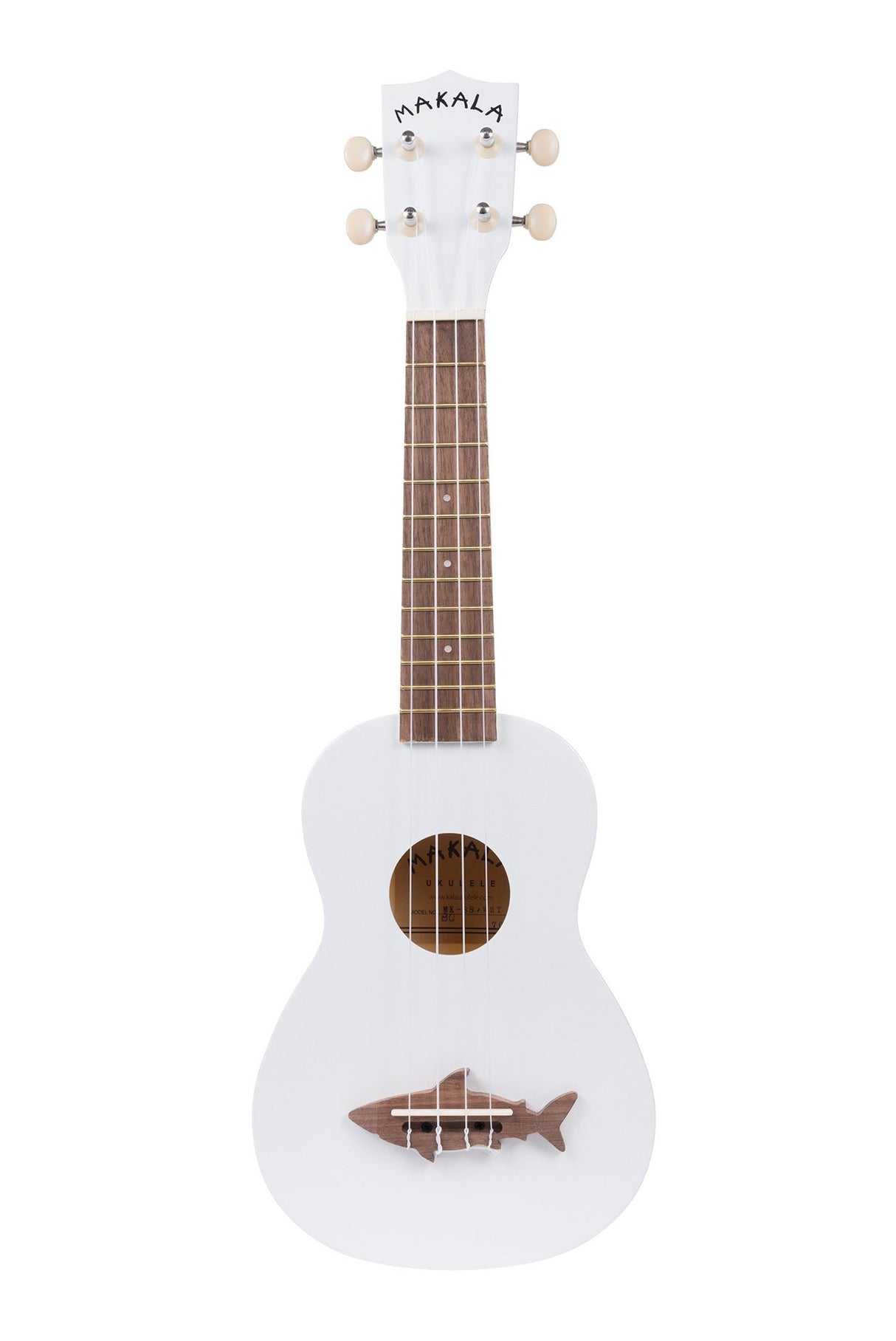 Kala Makala MK-SS Great White Soprano Shark Ukulele, White Mahogany