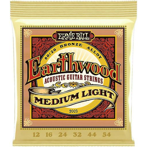 Ernie Ball Medium Light Earthwood 80/20 Bronze Acoustic Guitar Strings 12-54 Gauge