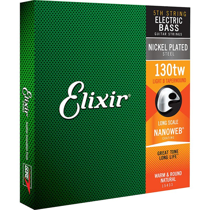 Elixir Nanoweb Nickel 5th Bass String - 15433 Taperwound XLong Scale, Light .130