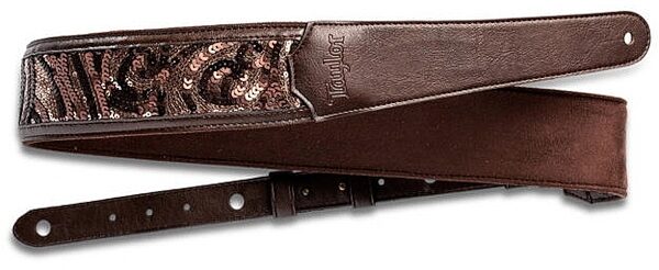 Taylor 2.25" Vegan Leather Guitar Strap Chocolate Brown Sequins