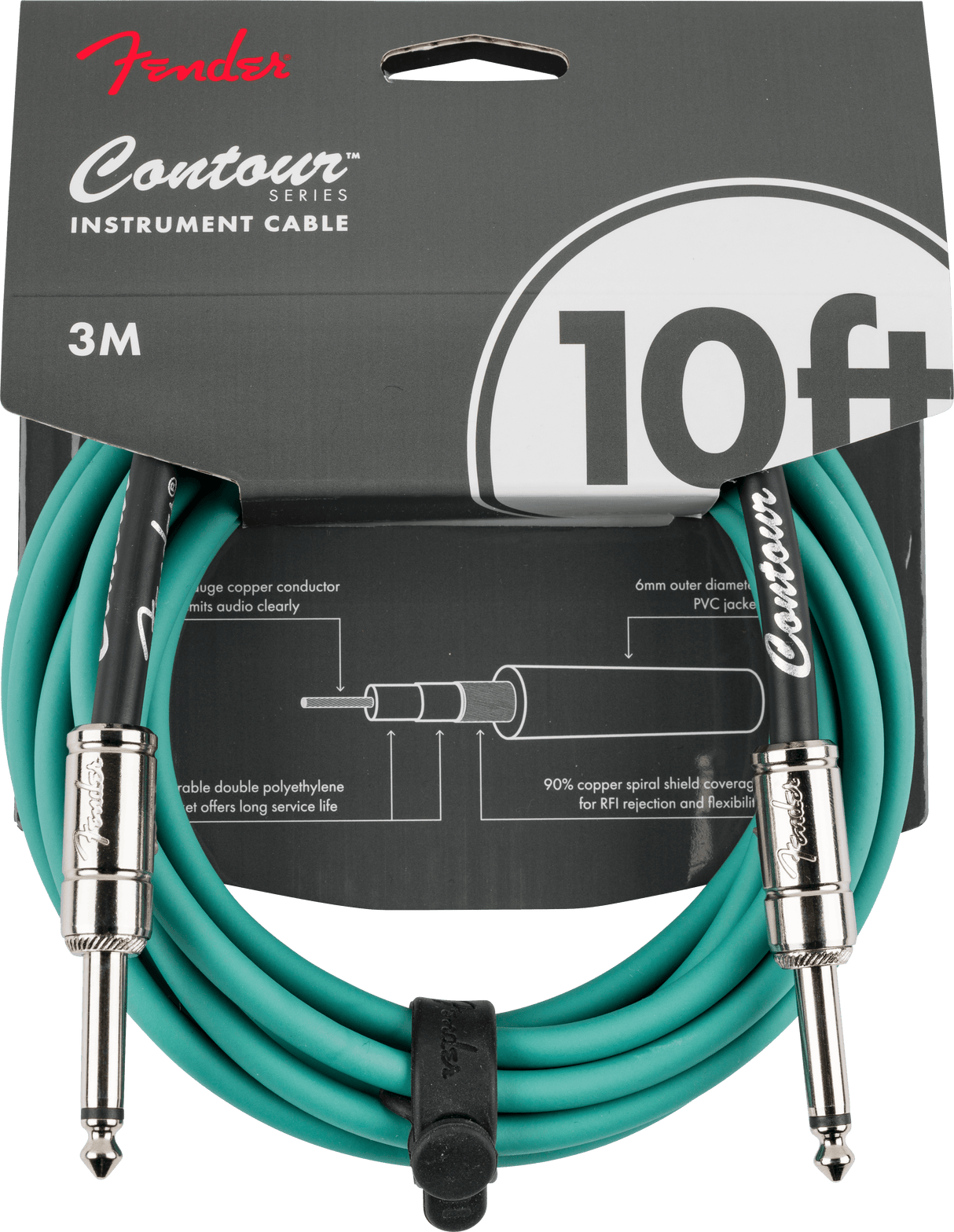 Fender Contour 10' Cable, Sherwood Green