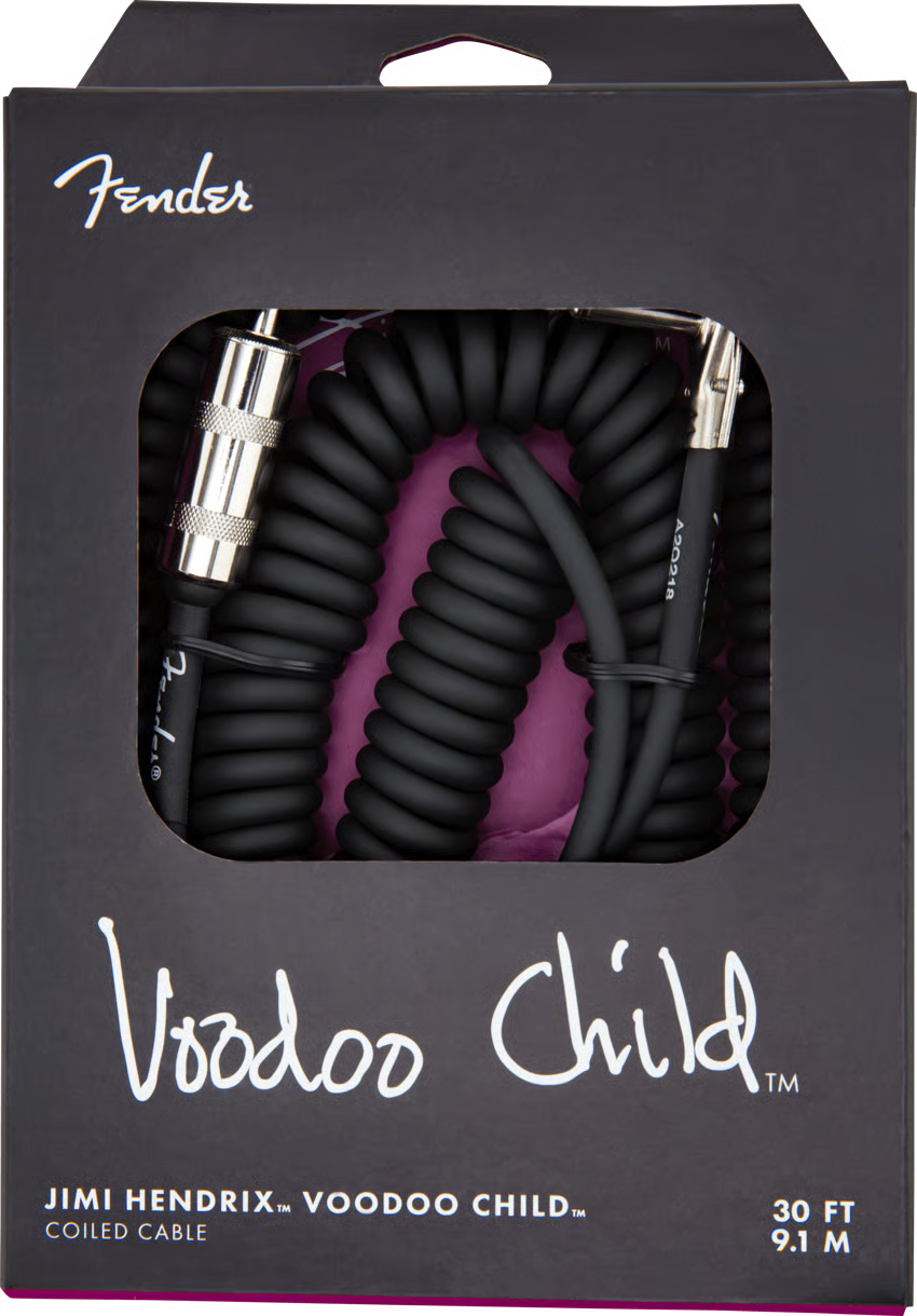 Fender Jimi  Hendrix™ Voodoo Child™ Coil Instrument Cable, Straight/Angle, 30', Black