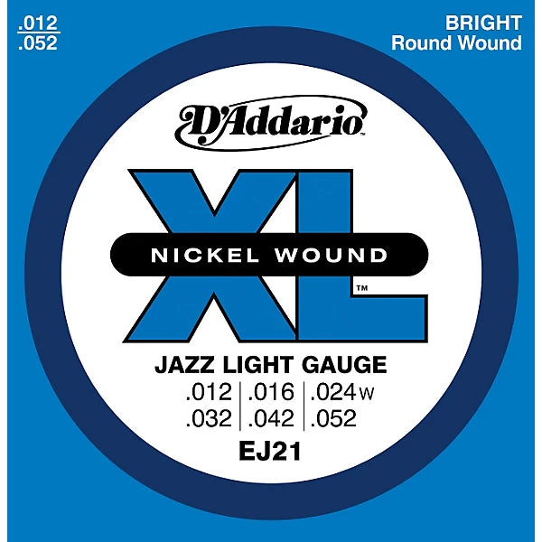 D'Addario EJ21 XL Nickel Jazz Light Electric Guitar Strings