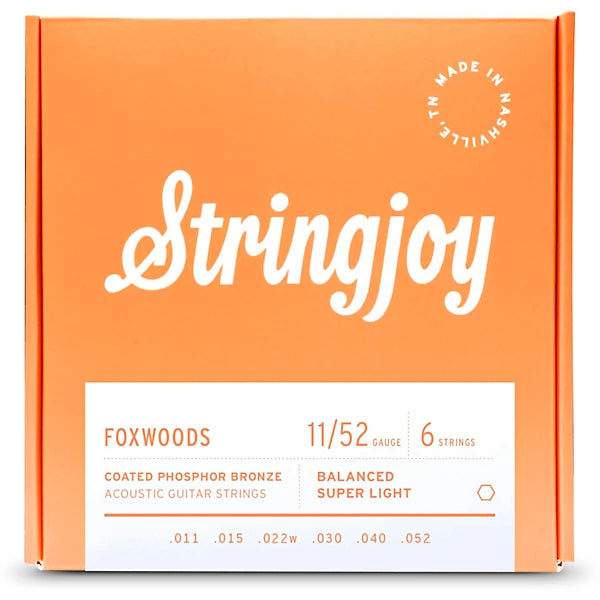 Stringjoy Foxwoods | Super Light Gauge (11-52) Coated Phosphor Bronze Acoustic Guitar Strings