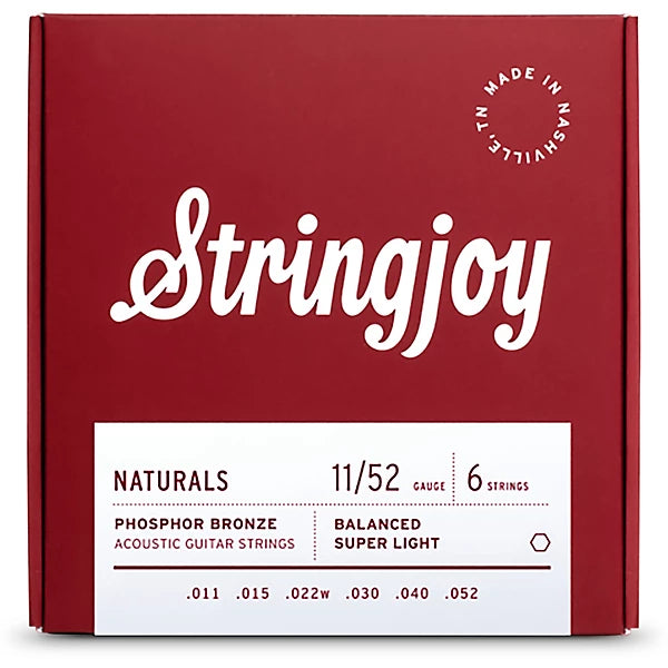 Stringjoy Naturals | Super Light Gauge (11-52) Phosphor Bronze Acoustic Guitar Strings