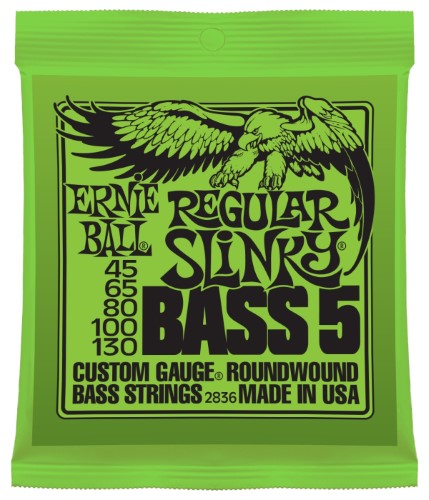 Ernie Ball Regular Slinky 5-String Nickel Wound Electric Bass Strings 45-130 Gauge