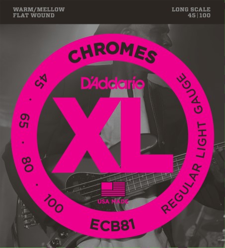 D'Addario 45-100 Regular Light, Long Scale, XL Chromes Bass Strings