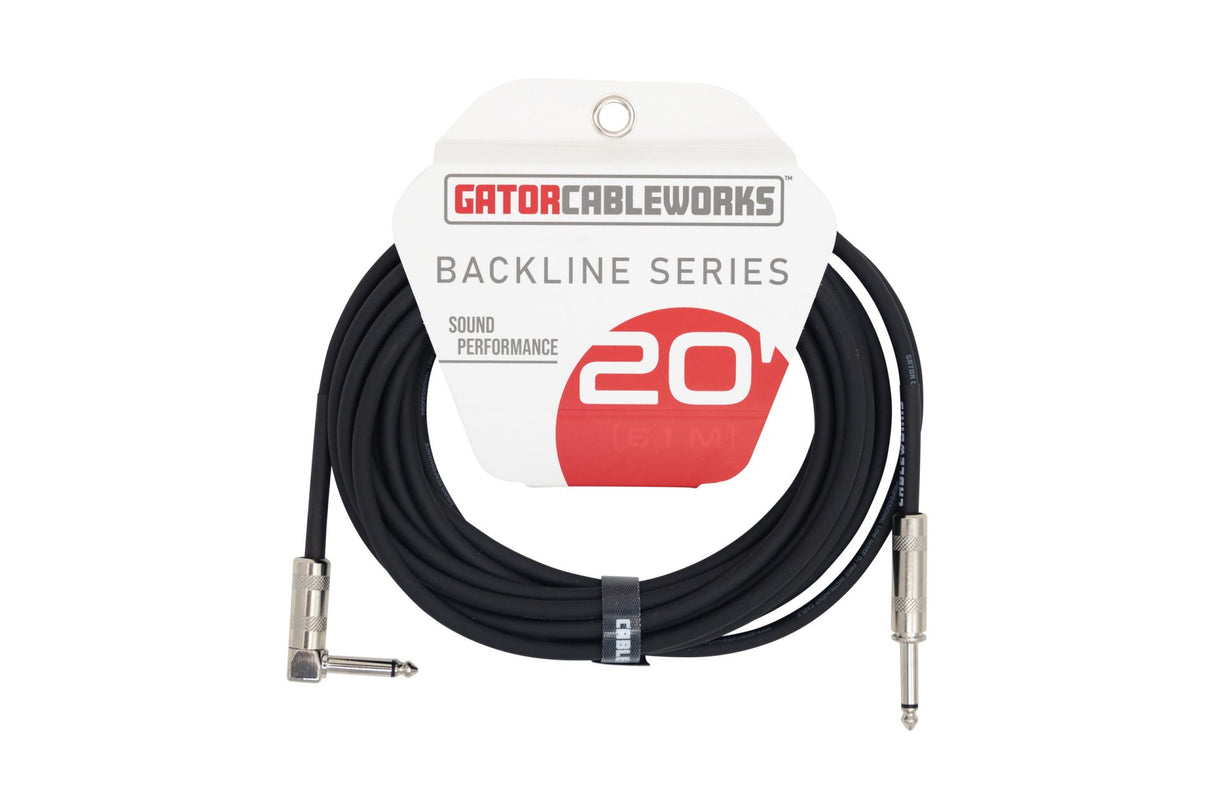 Gator Cableworks - Backline Series 20ft Straight to Right Angle Instrument Cable