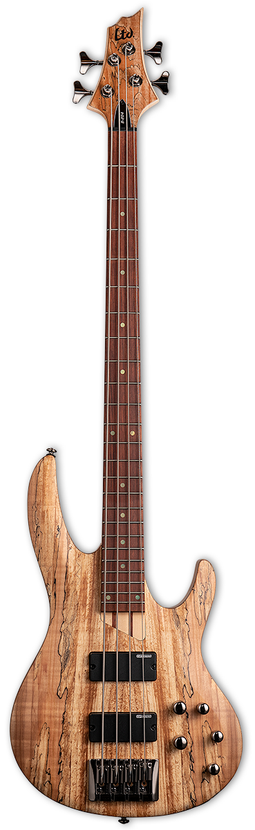 ESP LTD B-204 4 String Bass Guitar, Spalted Maple - Natural Satin