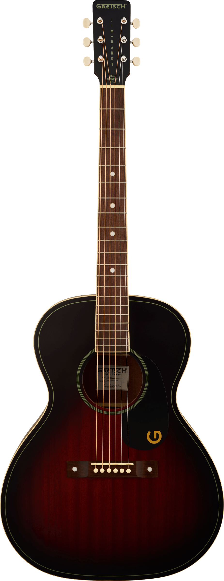 Gretsch Jim Dandy Concert, Walnut Fingerboard, Black Pickguard, Deep Cherry Burst